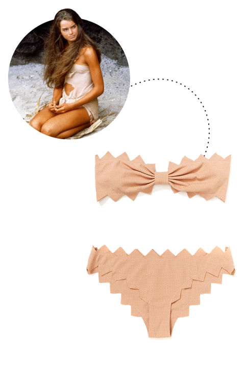 Brooke Shields in Blue Lagoon Marysia Honolulu, $131; marysiaswim.com