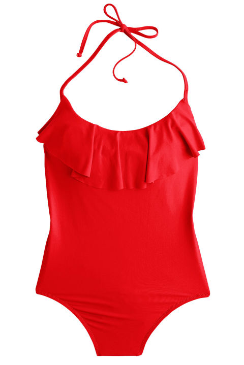 J. Crew Ruffle One-Piece Swimsuit, $60; jcrew.com