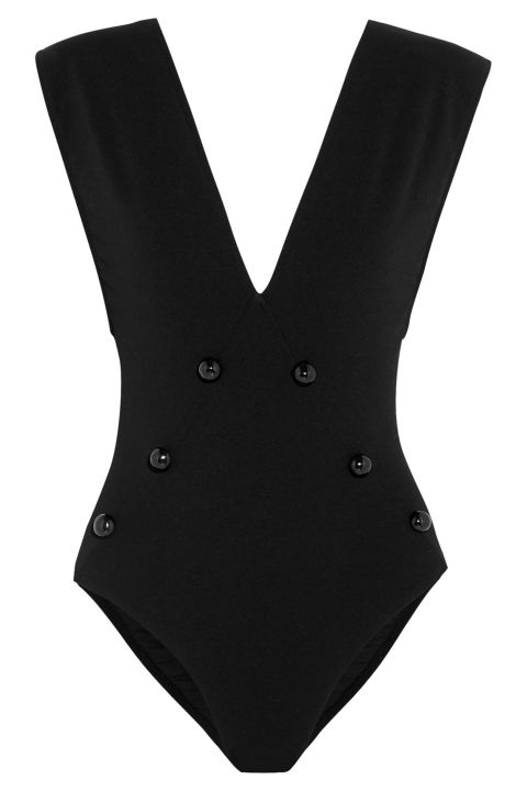 Lenny Niemeyer Embellished Stretch-Crepe Plunge Swimsuit, $240; net-a-porter.com