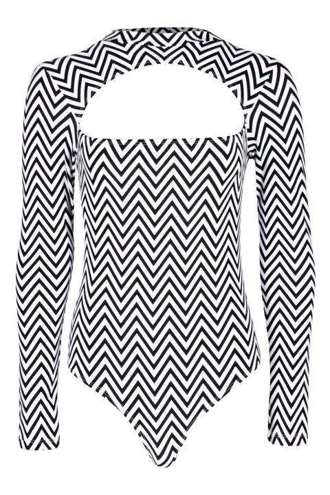 Boohoo Rio Zig Zag Cut Out Long Sleeve Swimsuit, $35; boohoo.com