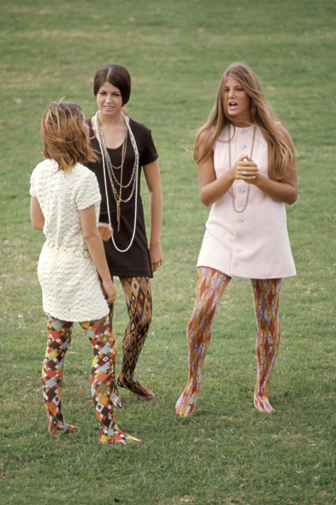 1960's -- Patterned Tights. Whoever thought that multi-colored, multi-patterned tights would flatter ANY HUMAN'S legs was seriously mistaken.